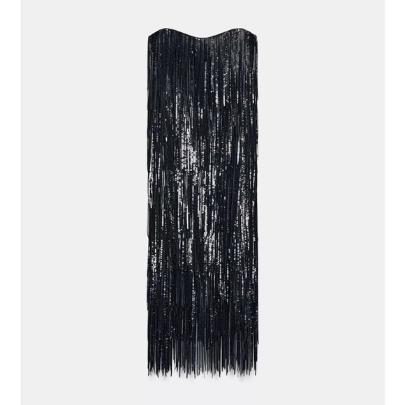 New ZARA LIMITED EDITION Sequin Fringe Midi Dress - Picture 9 of 9